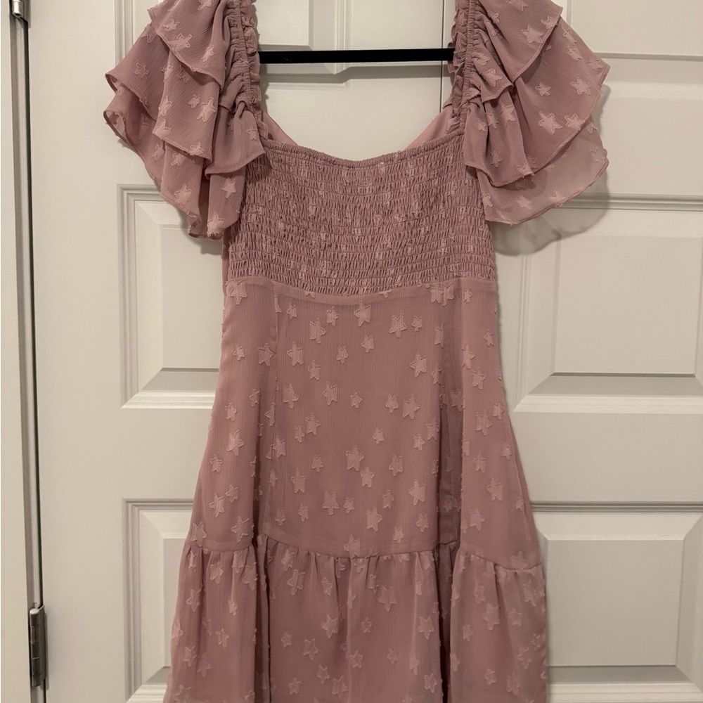 Pink Star Patterned Ruffle Dress - Picture 2 of 2